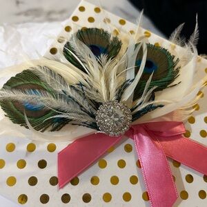 Brand New Peacock Feather Floral Hair Clip